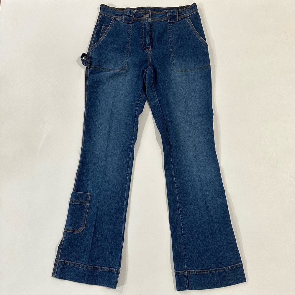 Vintage Adolfo Cargo Utility Flare High Rise Jeans Womens Size 10